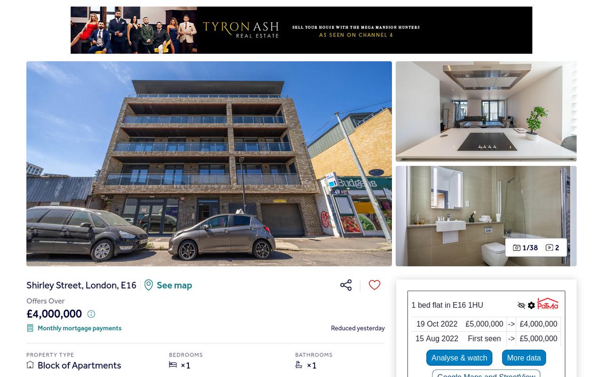 pat_manager's tweet image. Not everyday you see a 1 million pound price reduction! That's what happened yesterday to this block of flats though... rightmove.co.uk/properties/126…