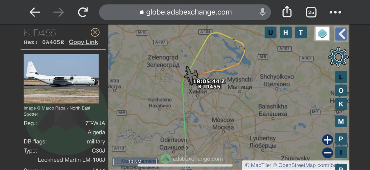 TheSnoopySnoop's tweet photo. #KJD455 Landing at Moscow now after a 10.5hr journey https://t.co/ANEX2203v3