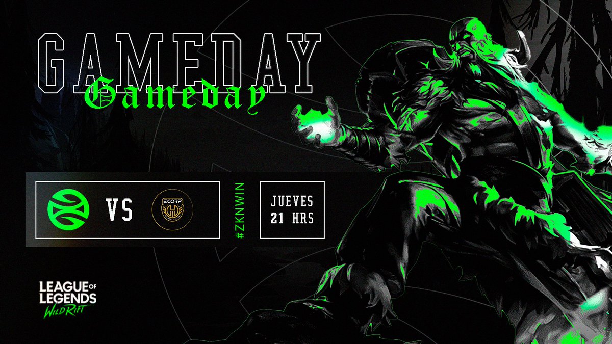 🟢GAMEDAY🟢
Our #WildRift guys will play in the HEXTECH SERIES WILD RIFT 2 DIVISIÓN.

🗓️Today - Thursday 
🕛 21 Hrs Spain
🆚 <a href="/ECORP_ES/">ECORP</a> 

We have to win, go go go.. 
#ZKNWIN
