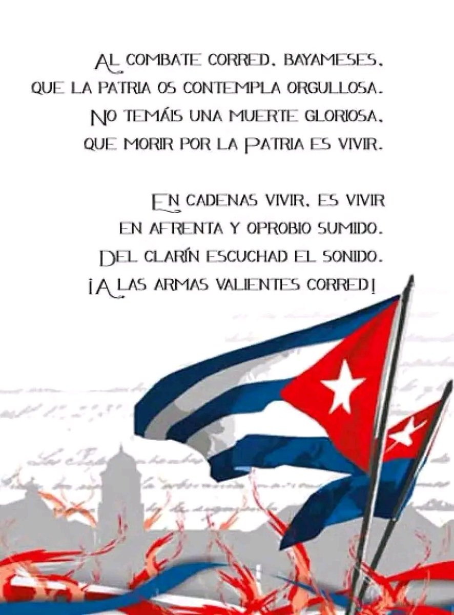 Hoy 20 de octubre,a 154 años de haberse cantado por vez primera el Himno Nacional de Cuba persiste la misma letra y los mismos ideales plasmados por Pedro Felipe Figueredo. #SomosContinuidad , #CulturayArte, #Mayabeque , #Batabanó, #dpotu-mayabeque, #OrdenamientoTerritorial.