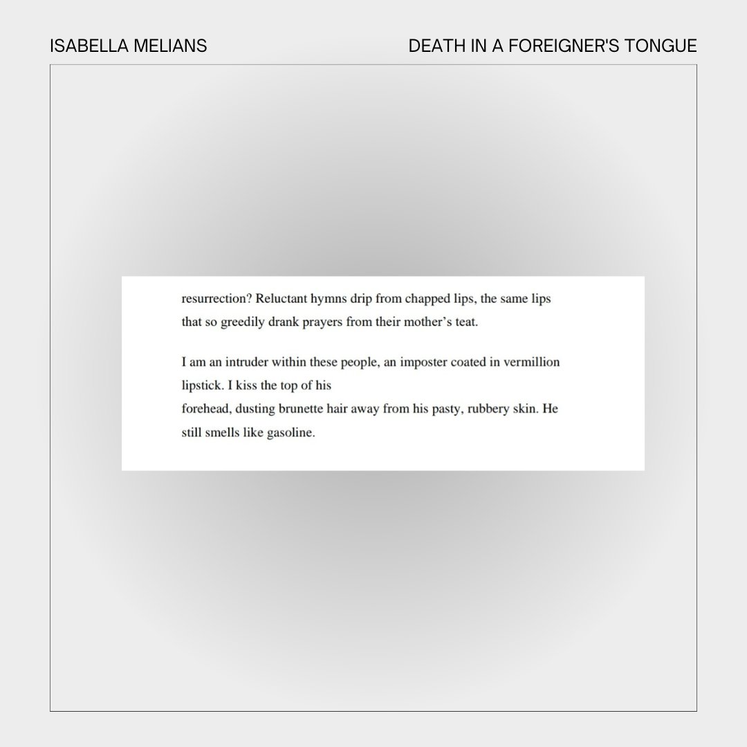 happy #throwbackthursday! we're sharing Isabella Melians' gorgeous poem 'death in a foreigner's tongue' chosen for Issue 01! Available in print at mausoleumpress.square.site ✨️💖 🌟