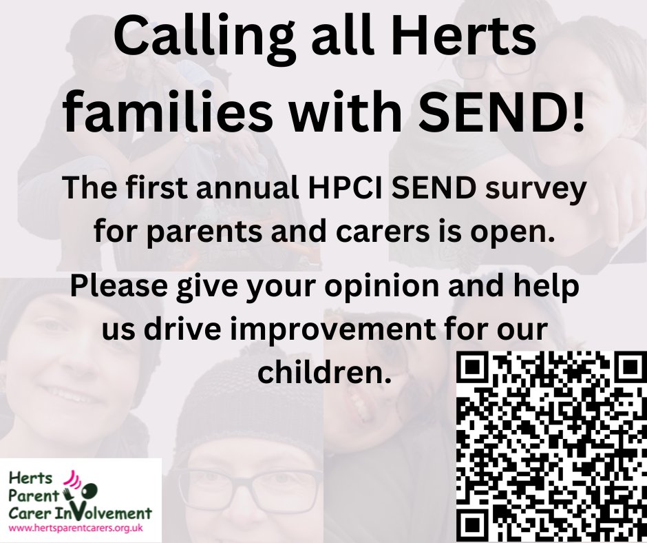 HertsPCI's tweet photo. Scan the QR code or visit https://t.co/QETga6DgOY 

Please share!  The more families who take part in our survey, the more powerful our voices become. https://t.co/rhdqmR4CB6