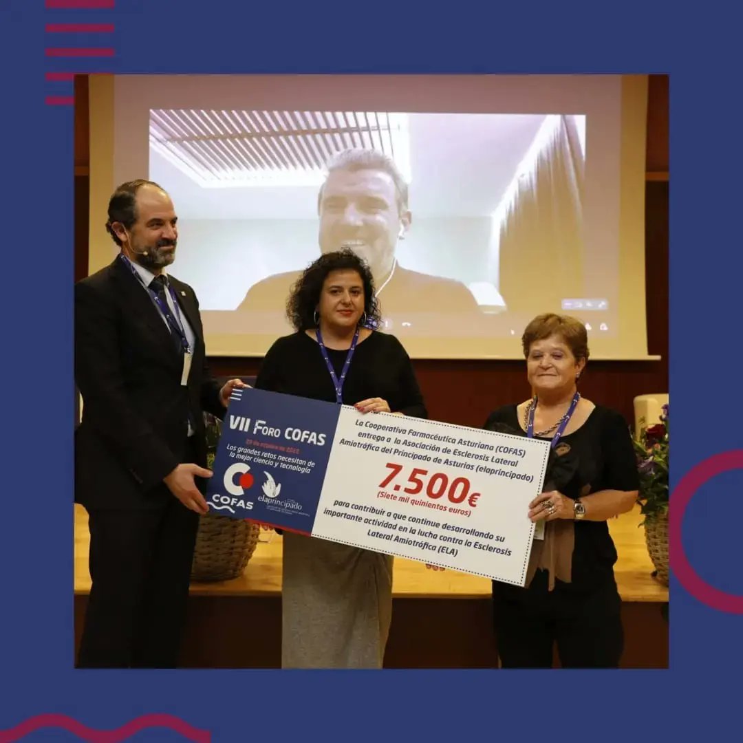 iCOFAS's tweet photo. Esperamos que esta donación sirva para estimular y promover la investigación y mejorar la calidad de vida de los enfermos de Esclerosis Lateral Amiotrófica a través de #ElaPrincipado
Muchas gracias a Jesús Aguilar por clausurar el #ForoCOFAS junto con @fernandofombona https://t.co/bXiIkUElBZ