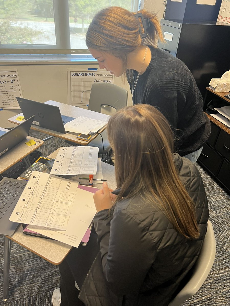 IDSLeighZ's tweet photo. There’s some pre-calculus playlist action going on in @mathteachsmith classroom! Ss are watching instructional videos and investigating sine curve transformations with @Desmos and strategic teacher check-ins. #studentcenteredlearning #selfpacedlearning @York1Schools @York1YCH https://t.co/GG5kMzYBYL
