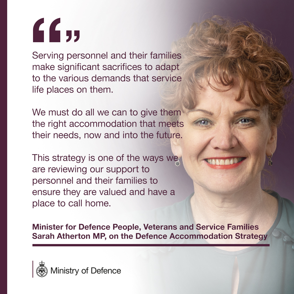 Today @SarahAthertonMP launched the Defence Accommodation Strategy 👉 ow.ly/aCVk50LgRyZ