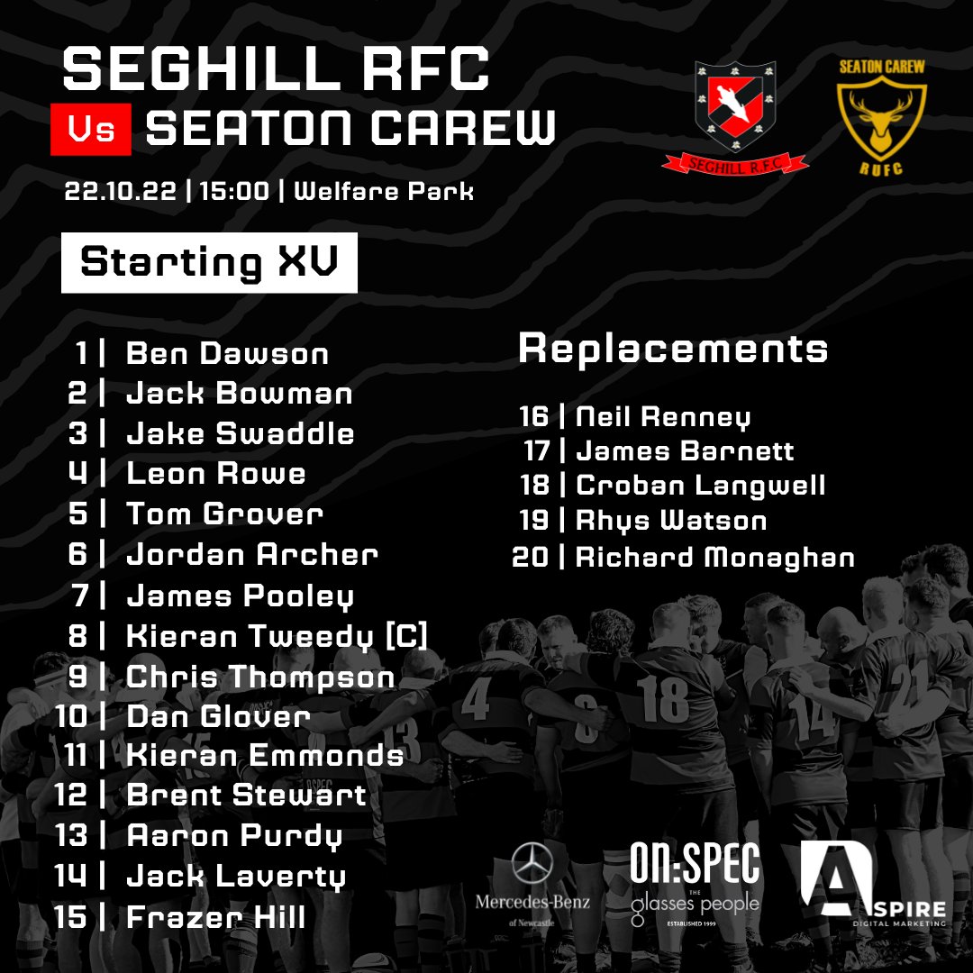 Seghill RFC Official (@seghillrfc) on Twitter photo TEAM NEWS | Your Seghill team for Saturday's home clash against <a href="/SeatonCarewRUFC/">SeatonCarewRUFC</a>.
It's a 3pm kick-off at Welfare Park. Bar open, everyone welcome, come along and cheer the lads on!
#UpTheHill #Seghill #NorthumberlandRugby #NorthEastRugby #RugbyUnion #SeatonValley TEAM NEWS | Your Seghill team for Saturday's home clash against <a href="/SeatonCarewRUFC/">SeatonCarewRUFC</a>.
It's a 3pm kick-off at Welfare Park. Bar open, everyone welcome, come along and cheer the lads on!
#UpTheHill #Seghill #NorthumberlandRugby #NorthEastRugby #RugbyUnion #SeatonValley