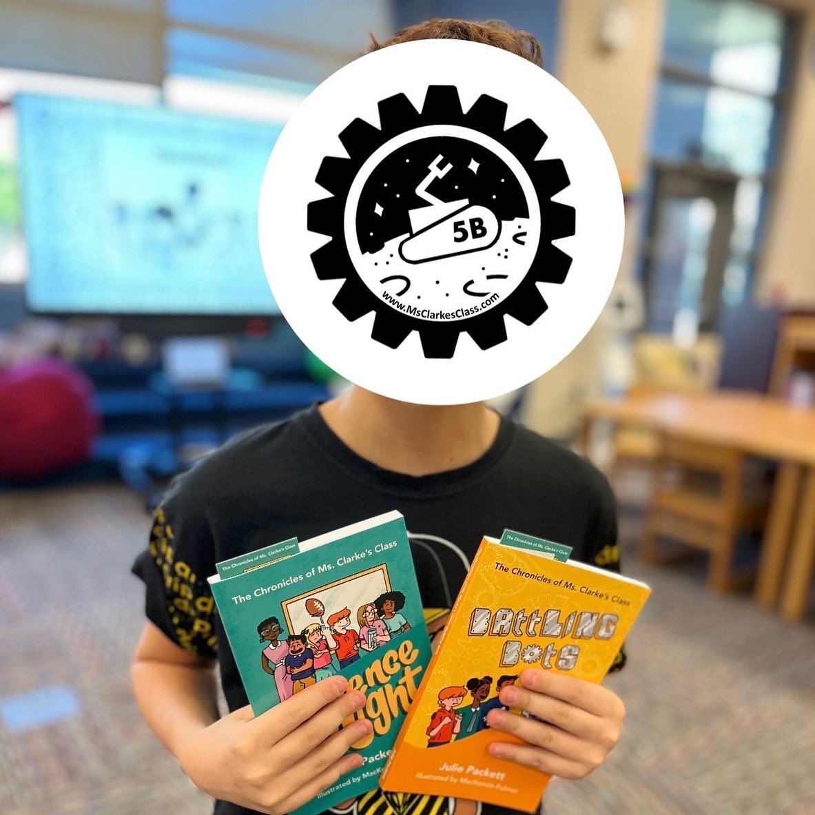 JulieHPackett's tweet photo. What a terrific Thursday! Thank you to the Joe Pye Elementary students for the STEMtastic questions. I had a blast talking #ScienceNight & #BattlingBots with all of you! #msclarkesclass @TeamDDTwo #STEM #books https://t.co/FbYXFzHouy
