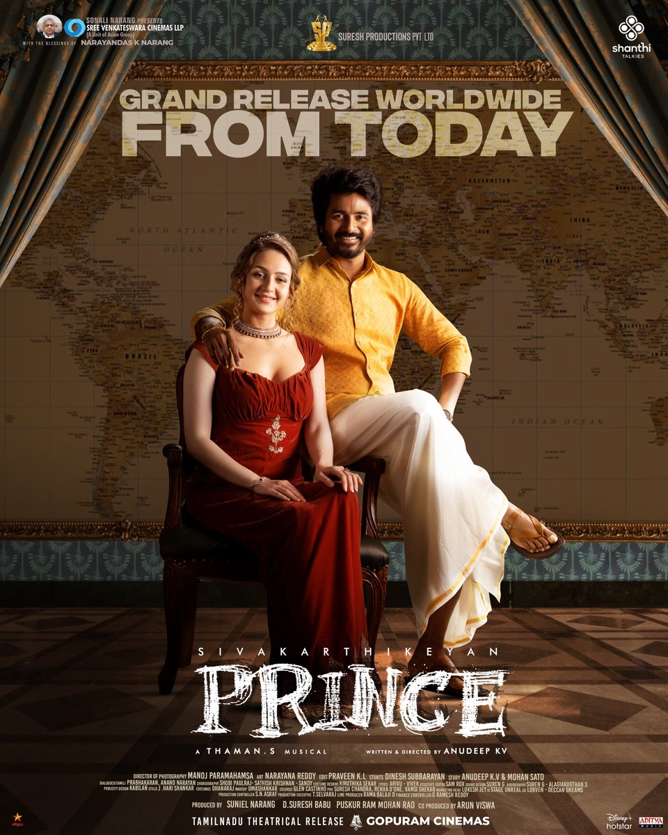 #Prince🕊️ Day is Here!🤩 Watch and Enjoy this Festive Family Entertainer at a Theatre near you from Today! #PrinceFromToday Book Your tickets now bit.ly/PrinceBMS bit.ly/PrincePaytm bit.ly/PrinceTicketNew #PrinceDiwali💥 @Siva_Kartikeyan @anudeepfilm @musicthaman
