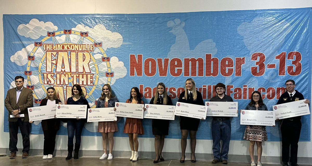 Congratulations to <a href="/oneclayschools/">Clay County District Schools</a> #CareerTechEd students for earning <a href="/jaxfair/">Jacksonville Fairgrounds</a> scholarships!