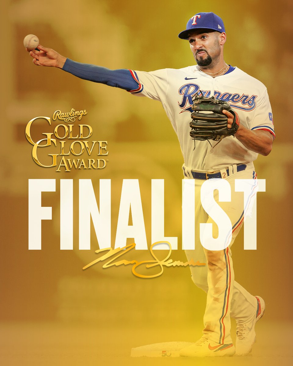 Rangers's tweet photo. Marcus Semien: Gold Glove Finalist ✨ https://t.co/JZWabr0nnP
