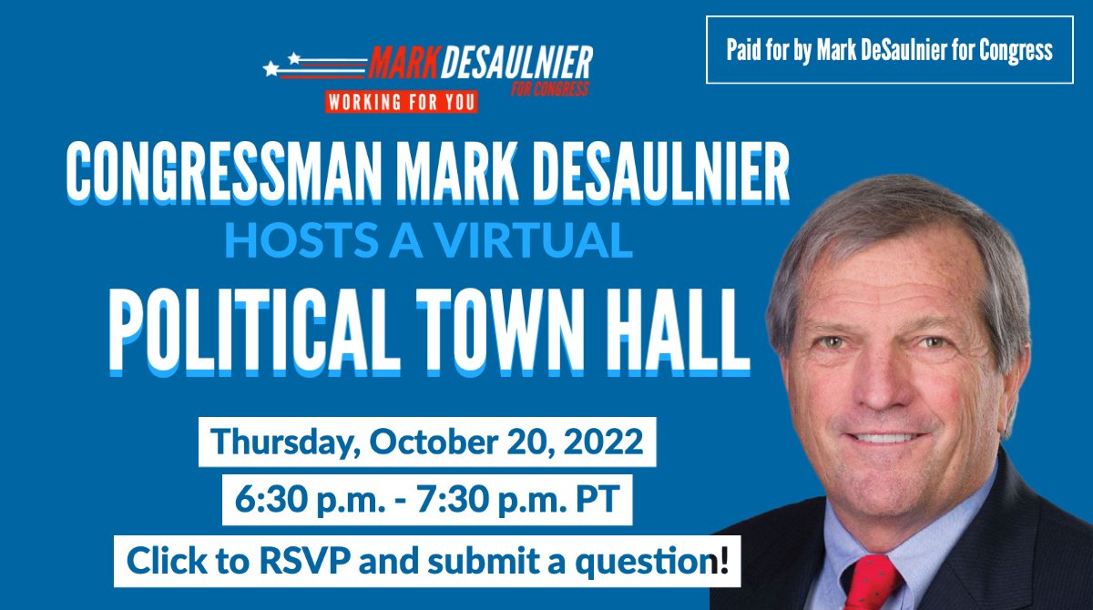 Tonight I am hosting a virtual Political Town Hall at 6:30 p.m. PT! This live event will be held via Zoom and streamed live on my Facebook page. I look forward to having this political discussion with our great community! RSVP here: bit.ly/3MLof1V