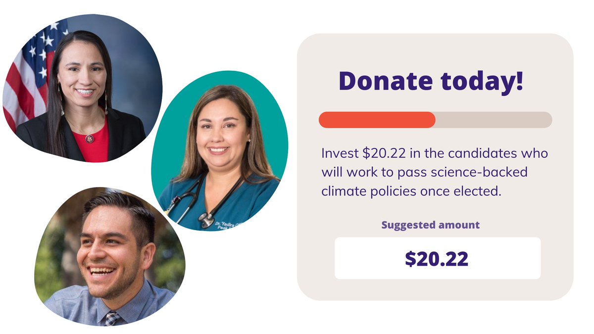 Thrilled to launch a GRASSROOTS CLIMATE GIVING campaign to support @YadiraCaraveo, @sharicedavids, & @Gabe_NM 🌿💪This is a powerful way to *work together* as a movement to send climate champions to Congress! It's 2022; who's in for $20.22?! #givegreen givegreen.com/BMULTIHE2210