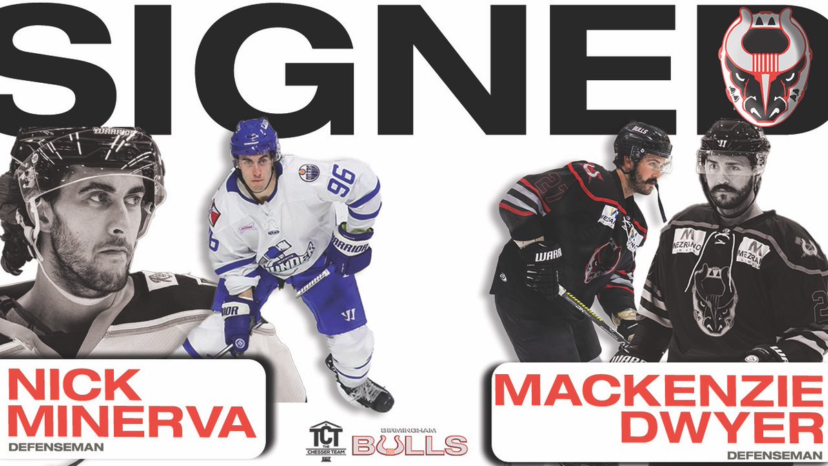 BullsBirmingham's tweet photo. 𝘽𝙍𝙀𝘼𝙆𝙄𝙉𝙂 - Bull Sign defensemen Nick Minerva &amp; Mackenzie Dwyer

#OurGame #OurTeam #OurTown 

— with @chesserteam https://t.co/97ctg659sP