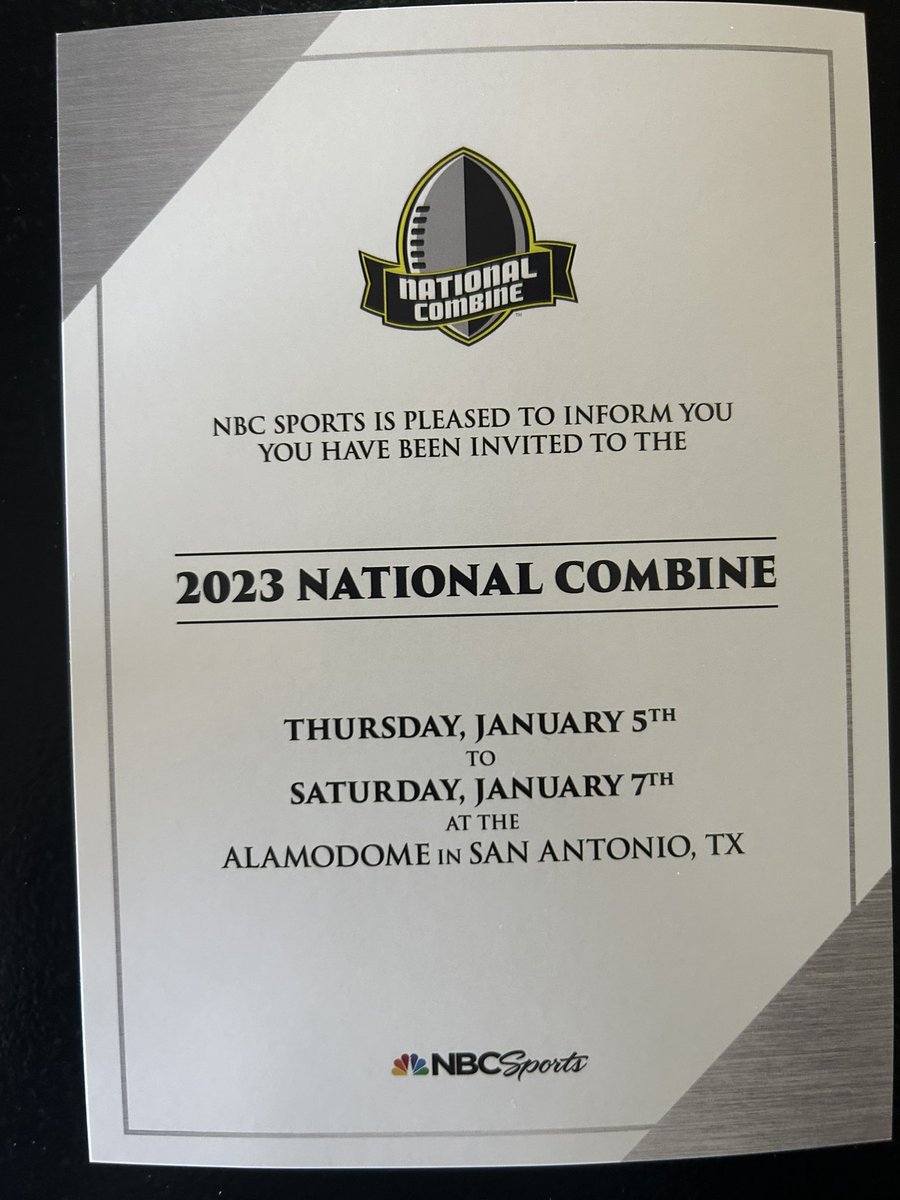 Thank you <a href="/AABonNBC/">Navy All-American Bowl</a> <a href="/NationalComb1ne/">Navy National Combine</a> for the invite. Looking forward to the opportunity to compete. 

<a href="/TCTigerFB4Life/">Coach Able 🇺🇸</a> <a href="/xfactorQB/">Anthony Morelli: X-Factor QB Academy</a> <a href="/IndySelect/">Indy Select Academy</a> 
<a href="/LauerFBU/">Matt Lauer</a> <a href="/cspann28/">Chad Spann</a> <a href="/FBU_TeamIndiana/">FBU Team Indiana</a>