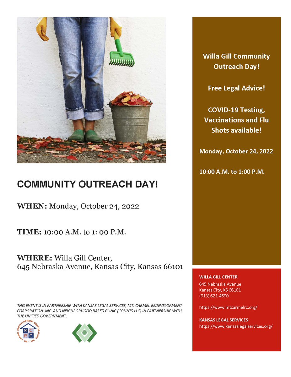 Take part in the Community Outreach Day at Willa Gill Center on October 24!