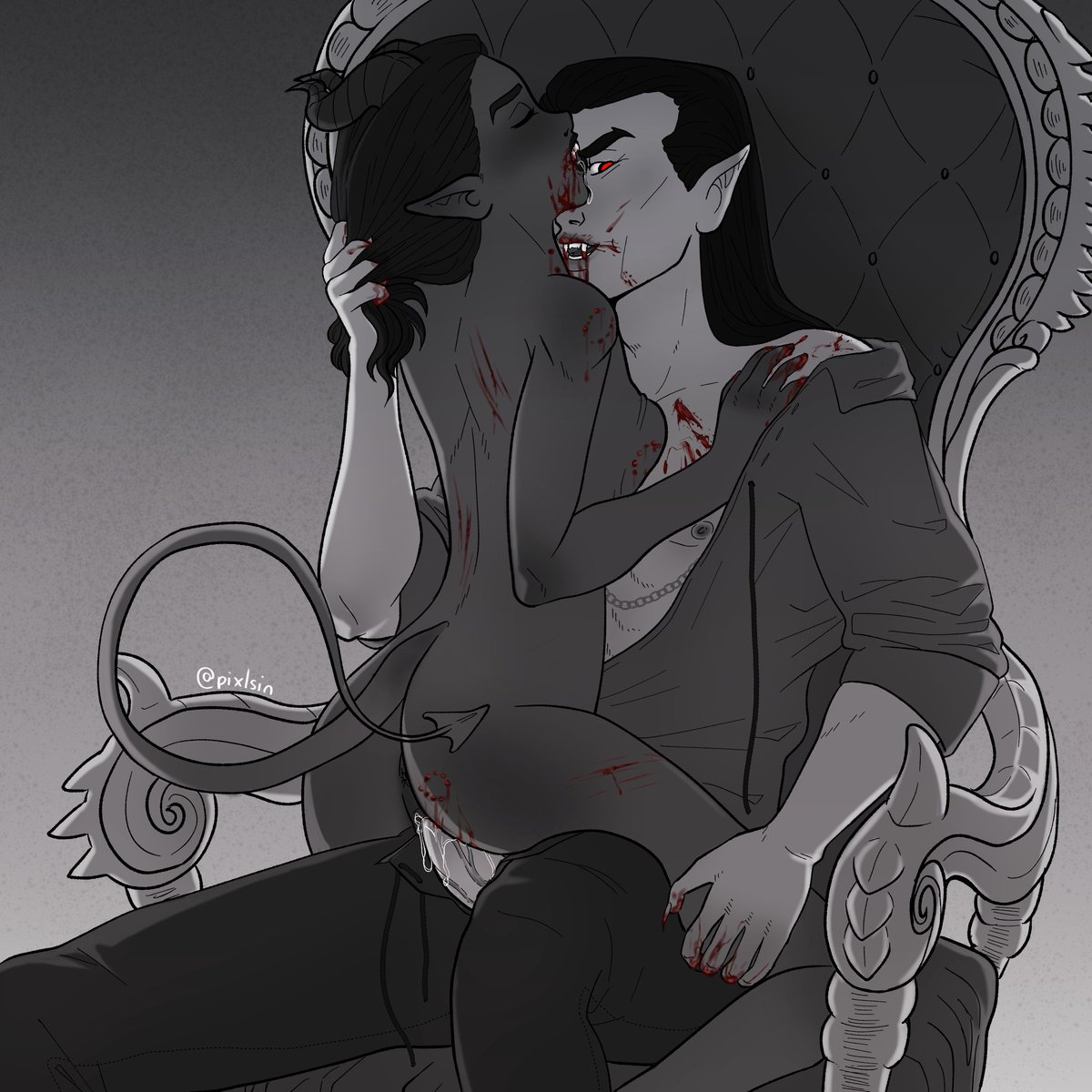 pixlsin's tweet photo. #kinktober Day 20 - Bloodplay✨

An average night in Barovia. https://t.co/wzC2dHoSgn