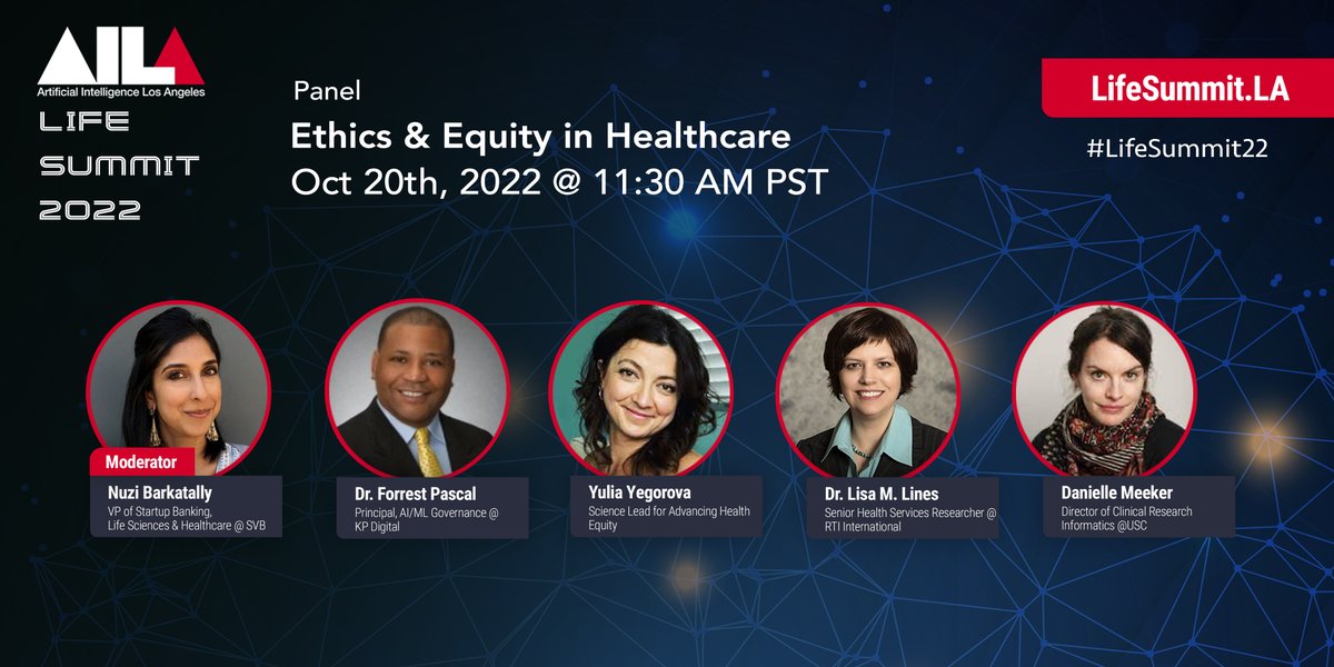 AILA_Community's tweet photo. Next up! Ethics &amp; Equity in Healthcare: How Diversity and Human-Centered Design Improves Value-Based Care. Starts right after our #LifeSummit22 Keynote!

You can watch it here 👉 https://t.co/nxtDpiRmJn https://t.co/m7SbuNRFBR