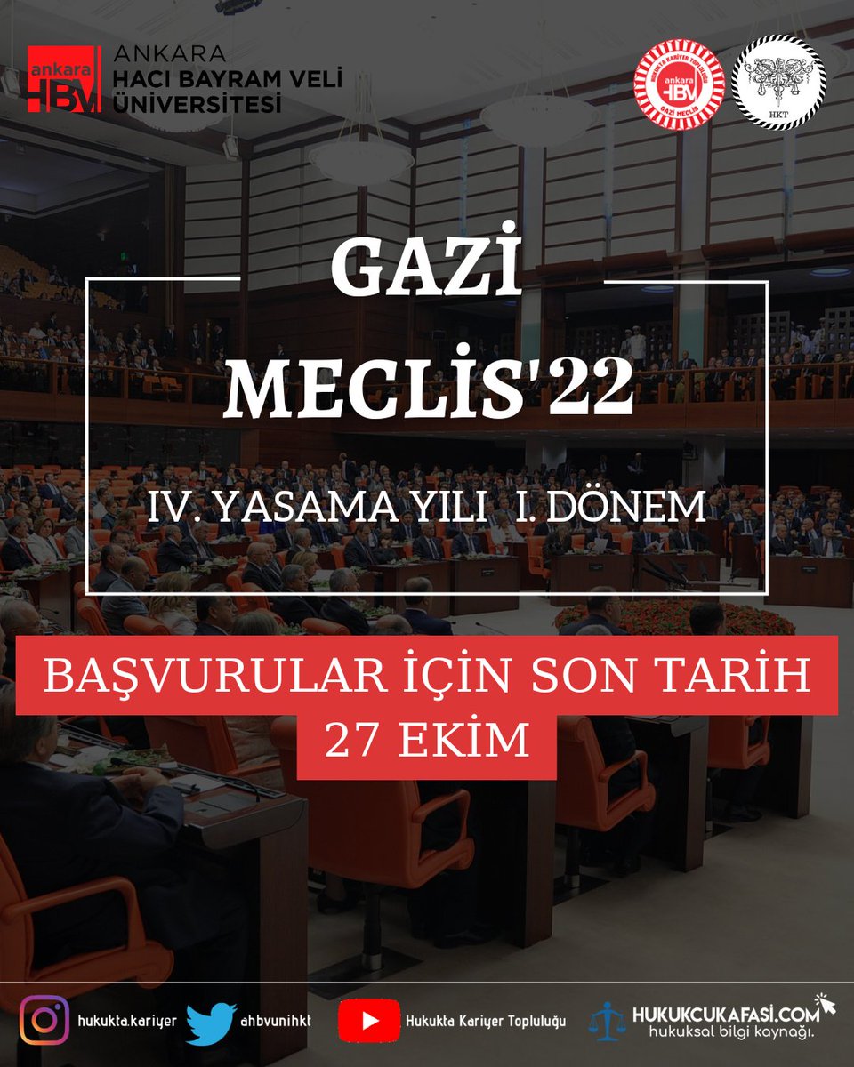 Değerli takipçilerimiz, 

Gazi Meclis Simülasyonu etkinliğimizin başvuruları devam ediyor🥳

Son başvuru tarihi : 27 Ekim 2022 

Etkinliğimizde vekil olarak yer almak için başvuru formumuzu doldurmayı unutmayın ✨

forms.gle/TUASb9CoBUCmBc…