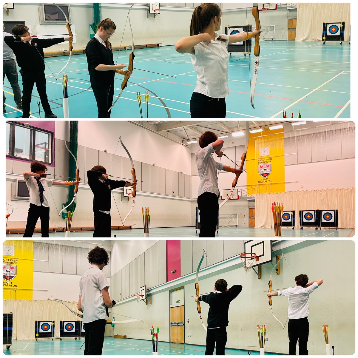 ccsarchery's tweet image. “Who would like to try shooting at 20m today?”EVERY HAND UP! Pupils @CowbridgeCS love a challenge… and it went sooo well! #proud #schoolarchery