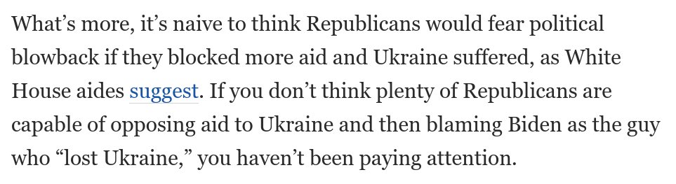GregTSargent's tweet photo. I was a bit surprised to read that the WH thinks that Republicans might fear political blowback from ending aid to Ukraine and then seeing Ukraine suffer. Here's why:

https://t.co/yoYPa4vngD https://t.co/ytc2zXlUFo
