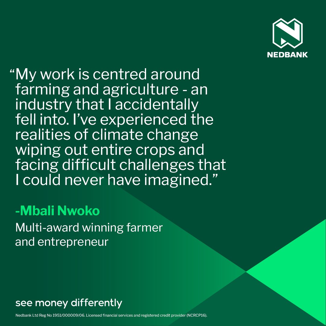 Nedbank's tweet image. Resilience is key to becoming a succesful farmer and making a difference in your space. #SupportWhatMatters