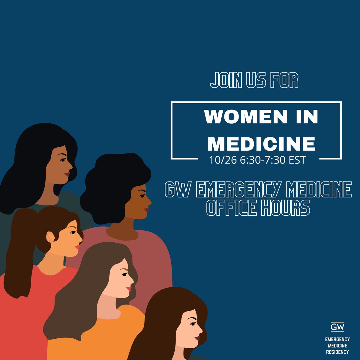 GW EM Residency (@gwemresidency) on Twitter photo Join us online 10/26 from 6:30-7:30 EST to learn more about Women In Medicine at the GW Emergency Medicine Residench Program. Email emedresidency@mfa.gwu.edu for the zoom link. Join us online 10/26 from 6:30-7:30 EST to learn more about Women In Medicine at the GW Emergency Medicine Residench Program. Email emedresidency@mfa.gwu.edu for the zoom link.