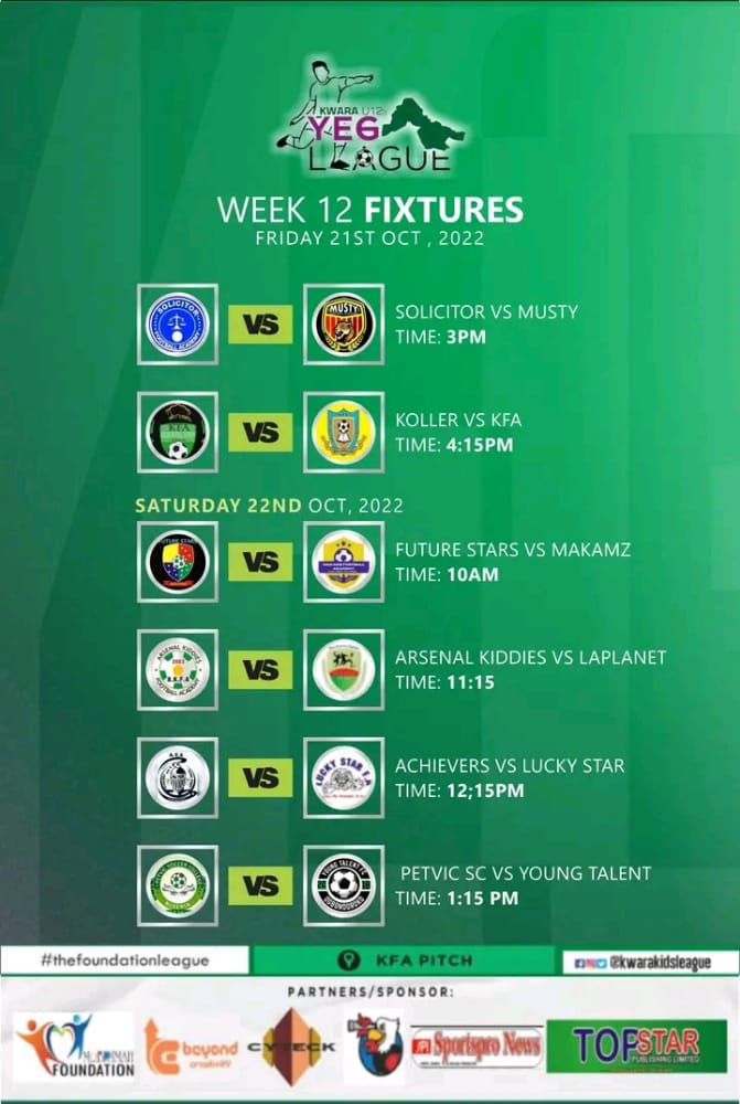 kwarakidsleague's tweet photo. Week 12 Matches Beckon!

#Kwarakiddies #Kiddiesleague #UNiCEFFOREVERYCHILD https://t.co/8rVChzHwoH