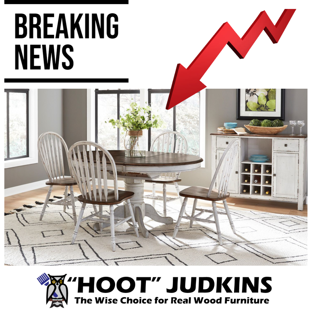 HootJudkins's tweet photo. DEFLATION! PRICES ARE GOING DOWN! Yes, let me repeat! Our suppliers are reducing their prices! We have passed these savings onto you and reduced prices on these top-selling items! #furniture #woodfurniture #redwoodcity #realwoodfurniture #bayarea  #deflation #breakingnews https://t.co/7Eqc6bCHJC