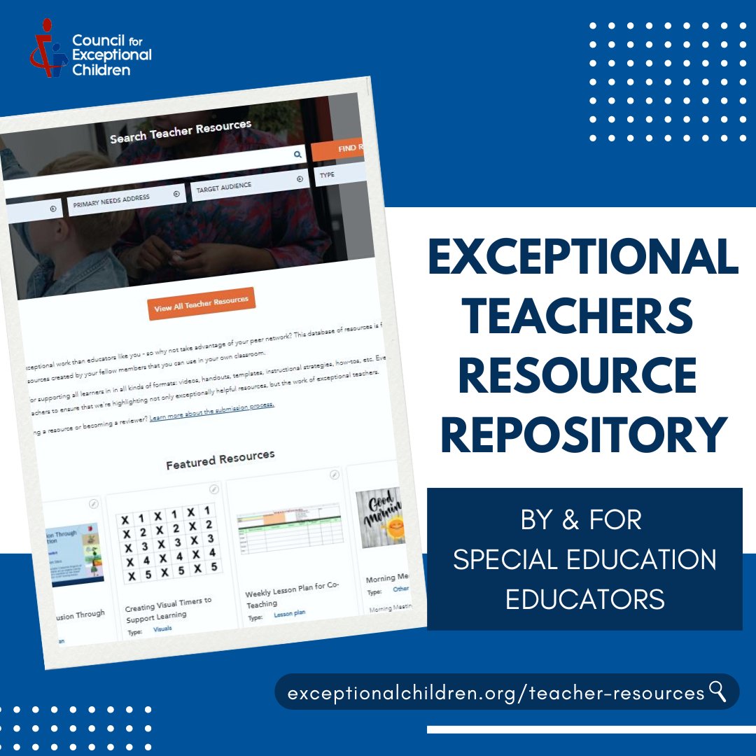 CECMembership's tweet photo. Search for resources for supporting all learners in in all kinds of formats. Everything is peer-reviewed by fellow teachers to ensure that we're highlighting not only exceptionally helpful resources, but the work of exceptional teachers: https://t.co/j1txqEQkv0 https://t.co/ghRCZrV9Ku
