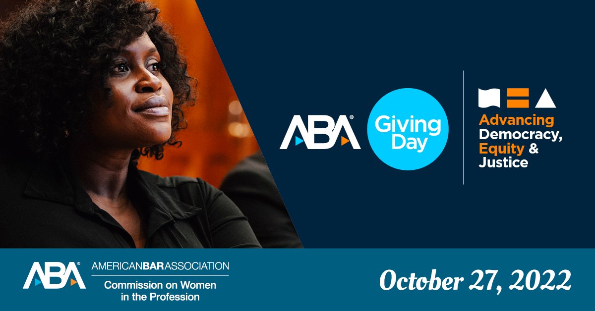 100% of all donations go directly to the Commission on Women in the Profession. Donate TODAY at justgiving.com/campaign/ABA-C… #ABAGivingDay

#ABAGivingDay #celebrateprobono #womeninlaw