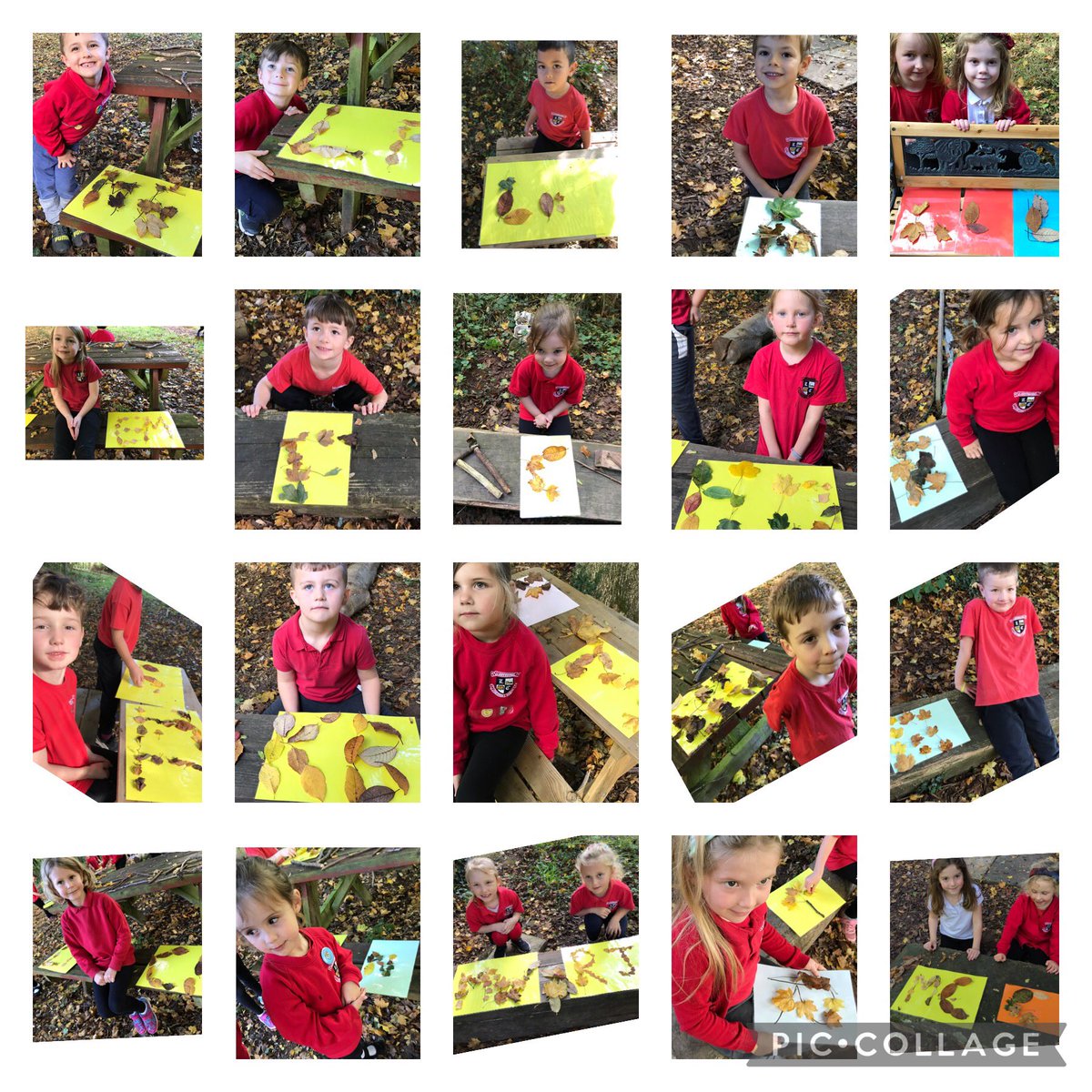 Lower Phase have enjoyed their outdoor learning this week - they formed their initials using the Autumnal Fallen Leaves #capablelearners #confidentlearners