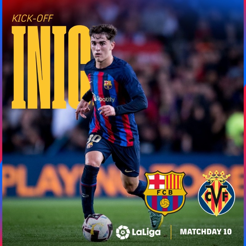 FCBarcelona's tweet photo. Aaaaaaaaaand the ball is rolling here at Spotify Camp Nou!
#BarçaVillarreal