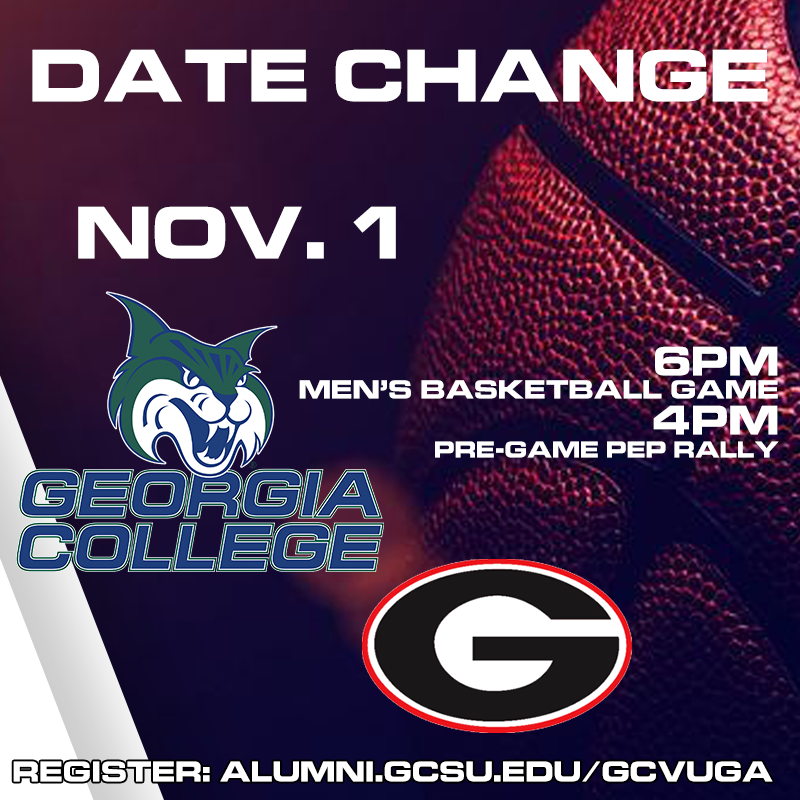 BREAKING: Date change for the Bobcat Men's Basketball exhibition at the University of Georgia

--now set for 6PM tipoff Nov. 1--
--FREE ADMISSION--

Pre-game pep rally at UGAs Georgia Center

Register here: alumni.gcsu.edu/GCvUGA