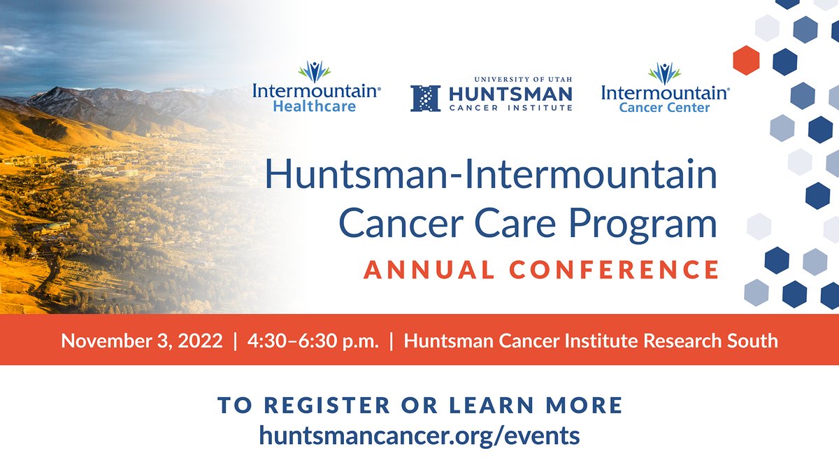 We invite you to join us for the Huntsman-Intermountain Cancer Care Program annual conference on Nov 3rd. Elaine Mardis, PhD, a distinguished national leader in genomics, will be the keynote speaker. In-person and virtual options available.

healthcare.utah.edu/huntsmancancer…