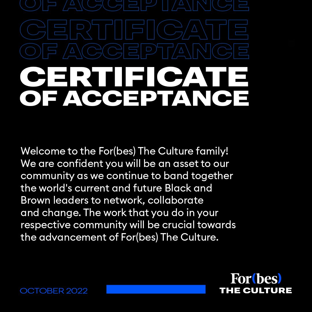 So happy to announce that I am officially apart of @ForbesTheCultur ! #forbestheculture