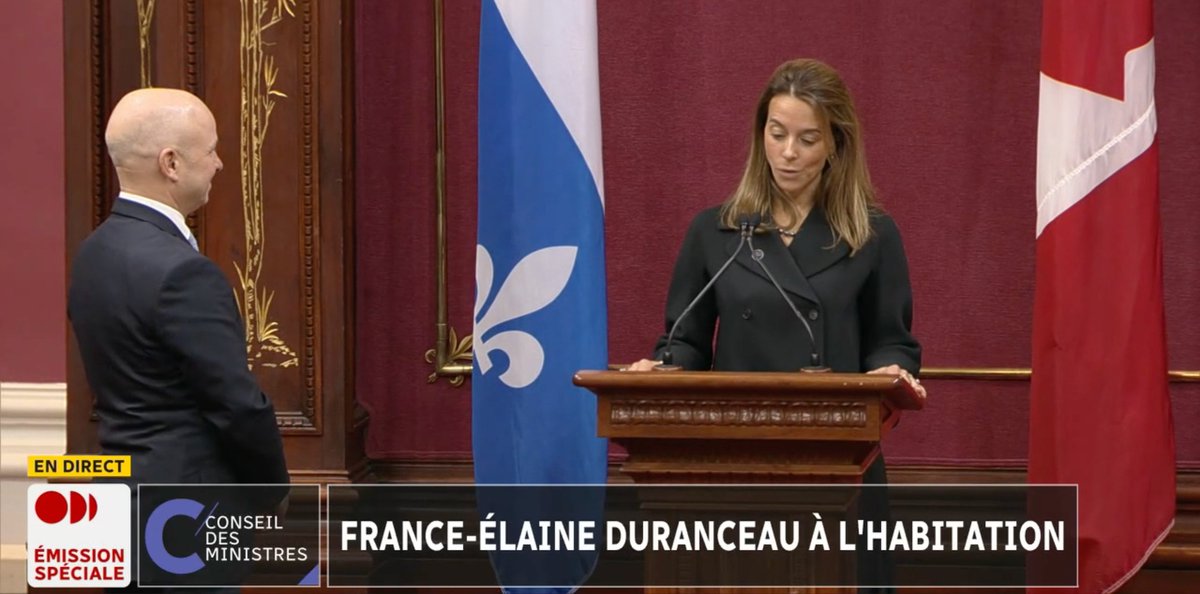 La nouvelle ministre de l'Habitation France-Élaine Duranceau est courtière immobilière et était jusqu'à récemment vice-présidente de la firme immobilière Cushman & Wakefield