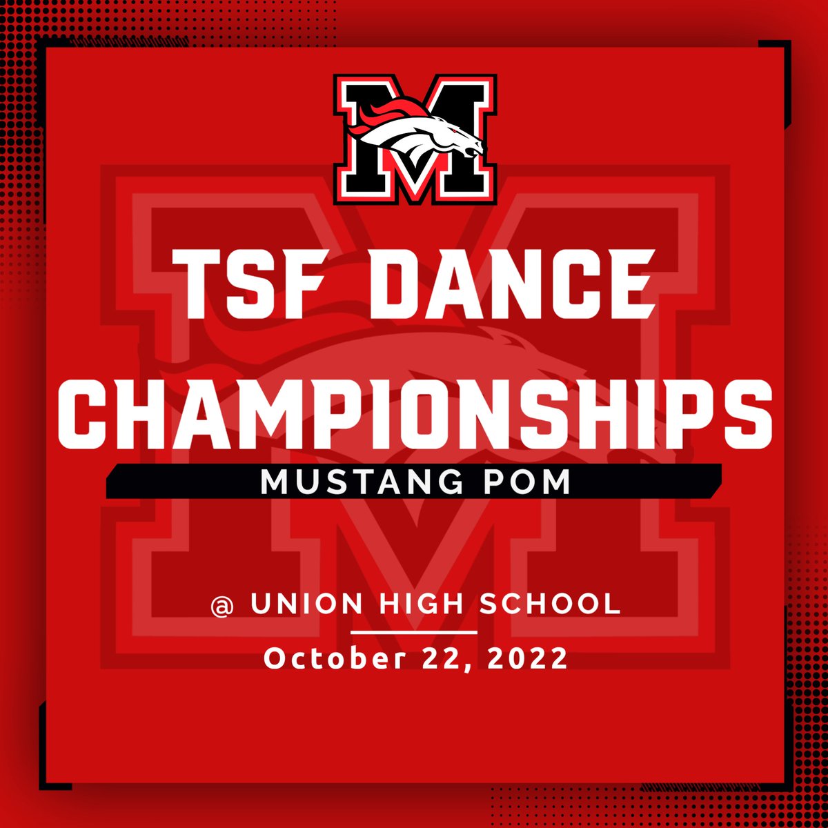 🐴🙌 Good Luck today @mustang_pom! 🗓️ TSF Dance Championships 📍 Union High School #GoBroncos #Horsepower @MustangSchools @MHS_Broncos @MHStheStable