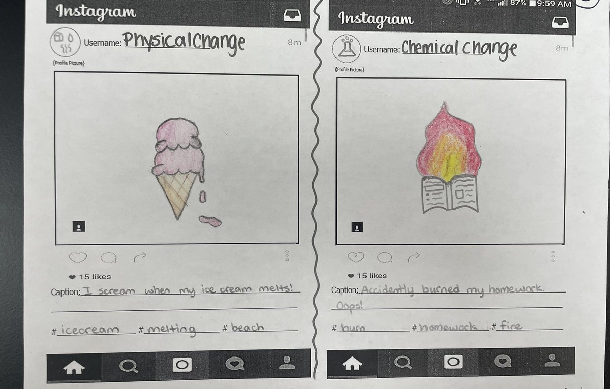 mrs_vindigni's tweet photo. Creating “posts” to demonstrate our understanding of chemical &amp; physical changes! Most popular hashtag? #scienceisthecoolest! https://t.co/F42Xo35nQ6