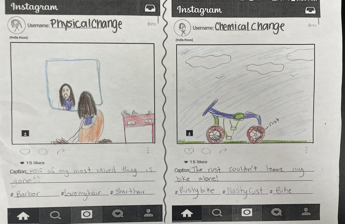 mrs_vindigni's tweet photo. Creating “posts” to demonstrate our understanding of chemical &amp; physical changes! Most popular hashtag? #scienceisthecoolest! https://t.co/F42Xo35nQ6