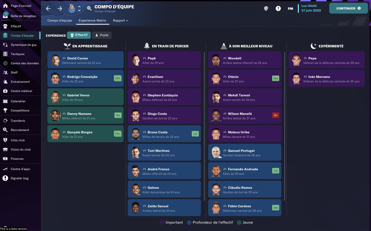 JoseSoares_eLS's tweet photo. L’experience Matrix, ce n’est pas du tout inutile, bien au contraire, la vision globale est top 🤩 #FM23beta #FM23Features https://t.co/qvHW1t8y97