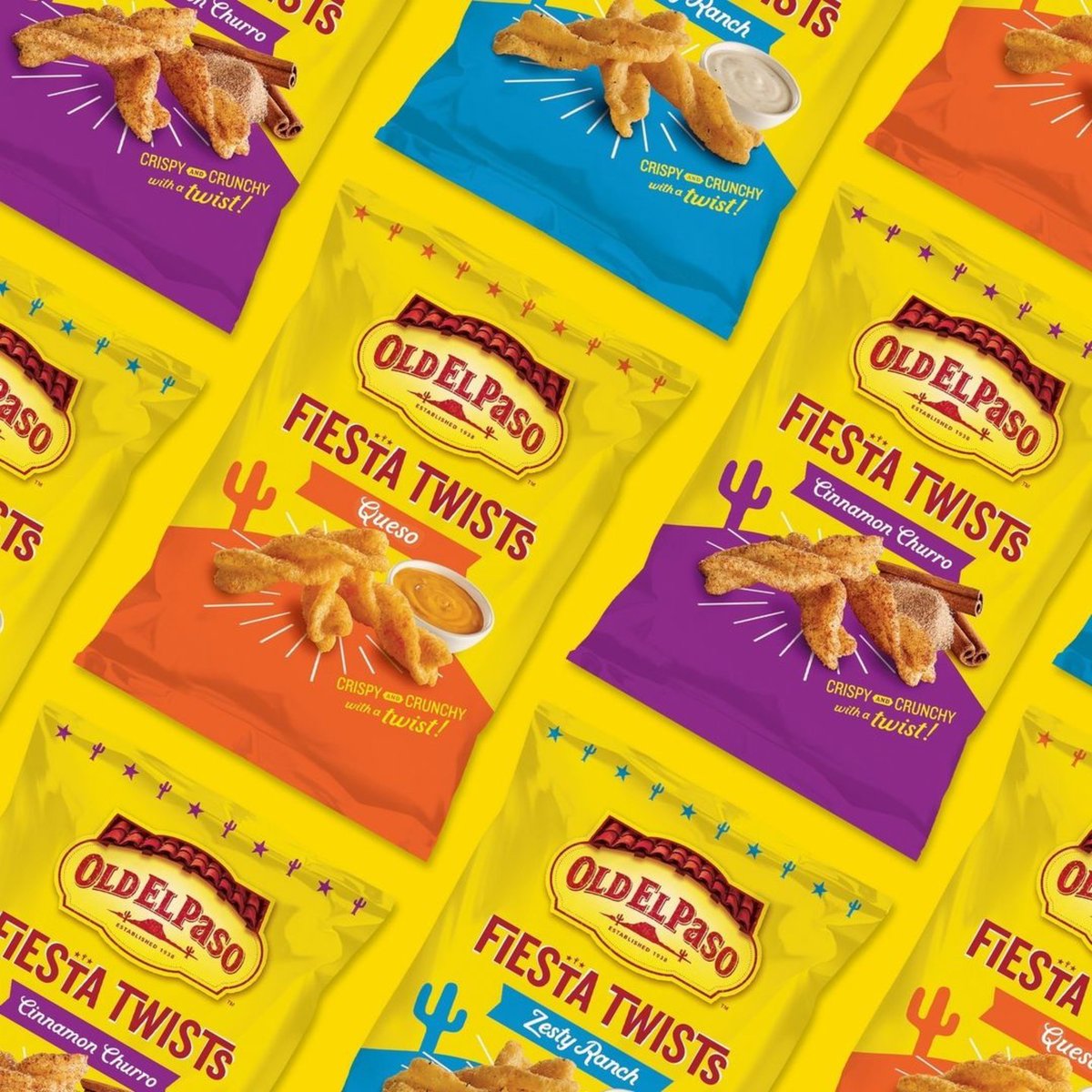 Introducing NEW @oldelpaso Fiesta Twists, the brand's first foray into the snack aisle. 😋 This new, twisty snack comes in three delicious flavors - Queso, Zesty Ranch and Cinnamon Churro! Available now at @Walmart.