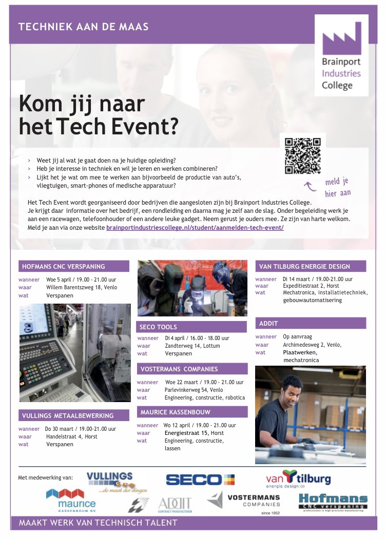 Techniek beleven in de regio peel en Maas? Dat kan. Meldt je aan voor een #techevent