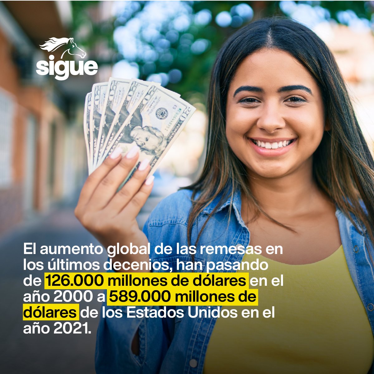 SigueCorp's tweet image. ¡Envía remesas con Sigue! Disponible en los 50 estados de los Estados Unidos. Visita nuestra página web para encontrar tu agencia más cercana o haz tu envío por la #SigueApp. 📲💰

 #siguemoney #enviosdedinero #Moneytransfer #remesas #remesasfamiliares