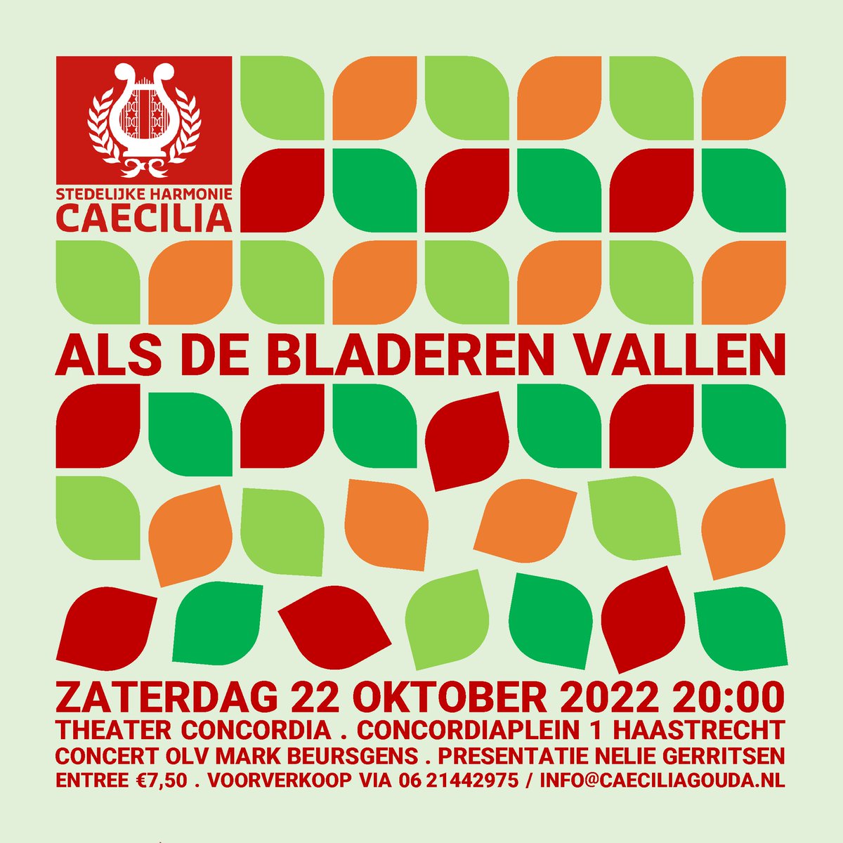 caeciliagouda's tweet photo. Reminder: a.s. zaterdag concert in Theater Concordia. Geniet van een herfstig Europa met o.a. de muziekwerken 'Autumn Leaves' van Joseph Kosma en 'The last night of Fall' van Etienne Crausaz. Wij hebben er zin in 🙂https://t.co/s4I1WM6FTw https://t.co/8t0TAImV2Q