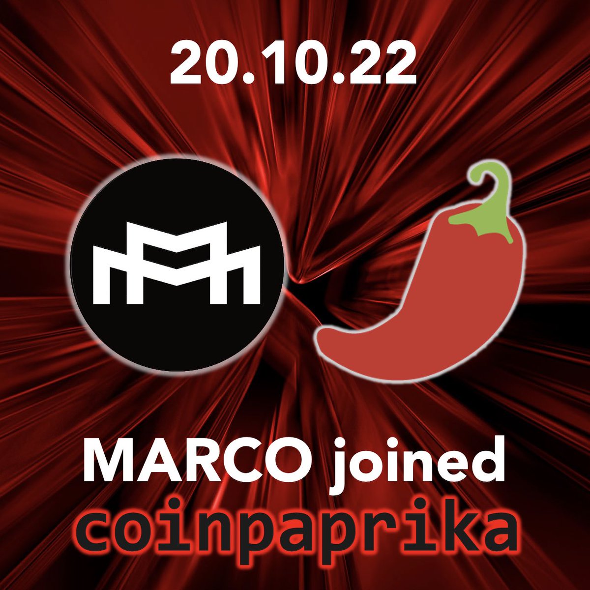 🔥HOT NEWS🔥

✅From today you can check the stats of  $MARCO, the flagship token of melegaswap.finance, also on <a href="/coinpaprika/">CoinPaprika 🌶️</a> 

🎉Let’s celebrate together with an AirDrop 💸

✅Follow <a href="/meleganza/">Melega Finance</a> 
✅Like + RT + Comment
👉Post proof + bsc address in t.me/melegacommunity