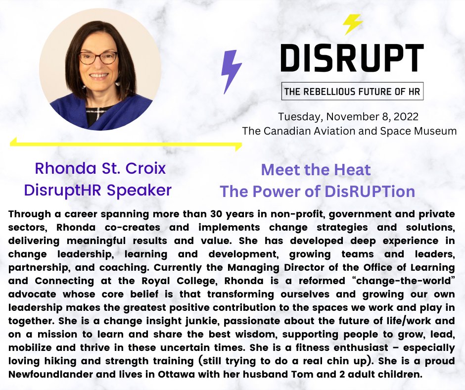 DisruptHROttawa's tweet photo. #MeettheDisruptors - We're elated to have @RhondaStCroix join us as a Speaker at @DisruptHROttawa !

Don't miss out on this extraordinary evening of fun and inspiring talks !

Get your tickets here: https://t.co/dl9T3vmft3

#disrupthr #hrleaders #hrprofessionals #hrcommunity https://t.co/jxT7FJABCD