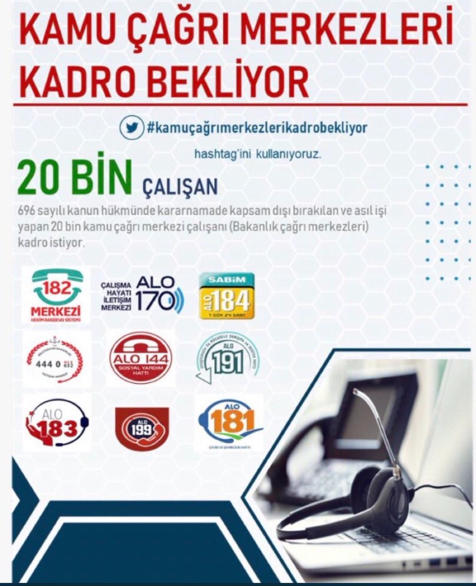 haticegull6's tweet photo. #KamununSesiyiz 
Bakanlıklara bağlı iletişim merkezleri görmezden gelinmemelidir. Biz bakanlıkların vatandaşa 7/24 hizmet veren sesiyiz. 
#kamucagrımerkezi

@vedatbilgn
@RTErdogan @kilicdarogluk @dbdevletbahceli @meral_aksener
@umitozdag @yilmaz_ismet58 https://t.co/ROUYPiQoYk