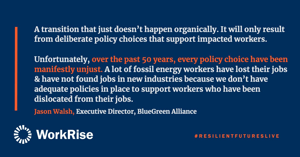 WorkRise (@workrisenetwork) on Twitter photo How can governments make it easier for people to transition to green intensive industries? #ResilientFuturesLive
From J. Walsh, <a href="/BGAlliance/">BlueGreen Alliance</a>: How can governments make it easier for people to transition to green intensive industries? #ResilientFuturesLive
From J. Walsh, <a href="/BGAlliance/">BlueGreen Alliance</a>: