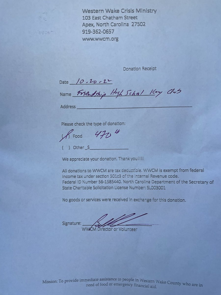 AFHS_Key_Club's tweet image. Key Club members donated 470 lbs of food pantry items to Western Wake Crisis Ministry in Apex! Way to make a difference in our community! 🎉