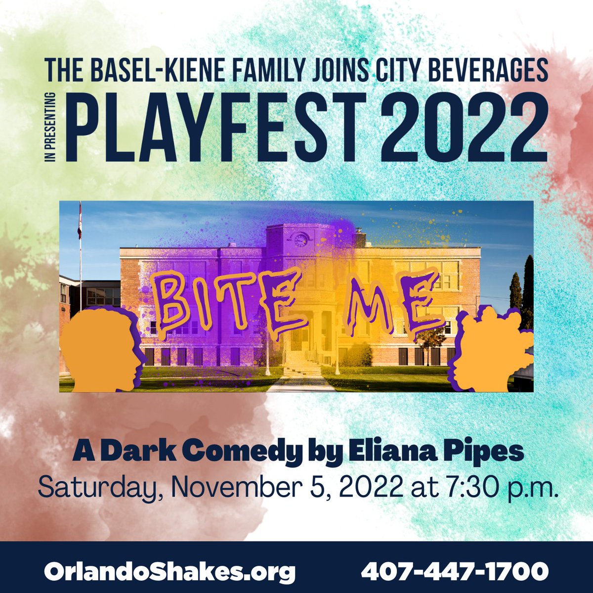 OrlandoShakes's tweet image. PlayFest Spotlight: Bite Me
Saturday, November 5, 2022 at 7:30 p.m.

Get tickets now to a staged reading of this dark comedy by playwright Eliana Pipes, and be a part of the creative process during PlayFest 2022! 

orlandoshakes.org/playfest2022/